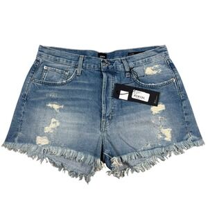 NEW Edwin Cai Shorts Womens Sz 30 Blue Anthropologie Jean Shorts 4" Cutoff Denim